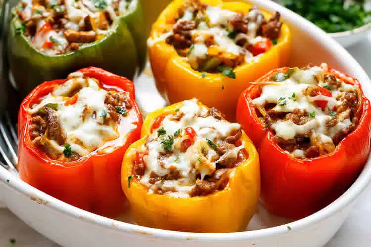 Recette poivron farci au riz et viande hachée ww