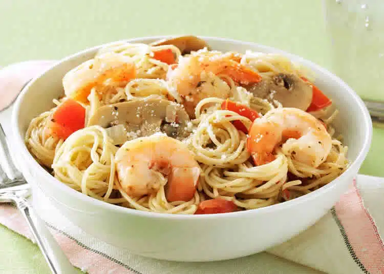 Spaghetti champignons et crevettes au cookeo