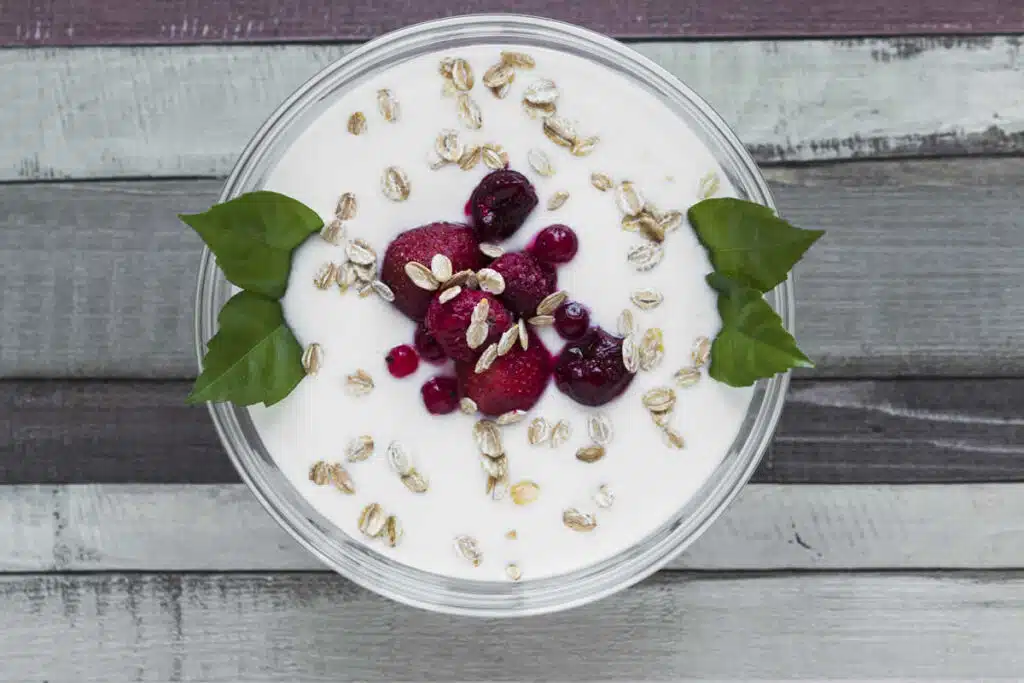 Bowl de petit déjeuner au yaourt, avoine et fruits
